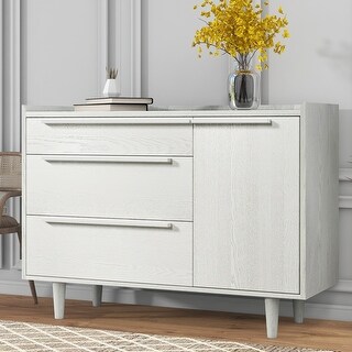Modern Wood Dresser with 3 Stacked Drawers and a Cabinet - Bed Bath ...