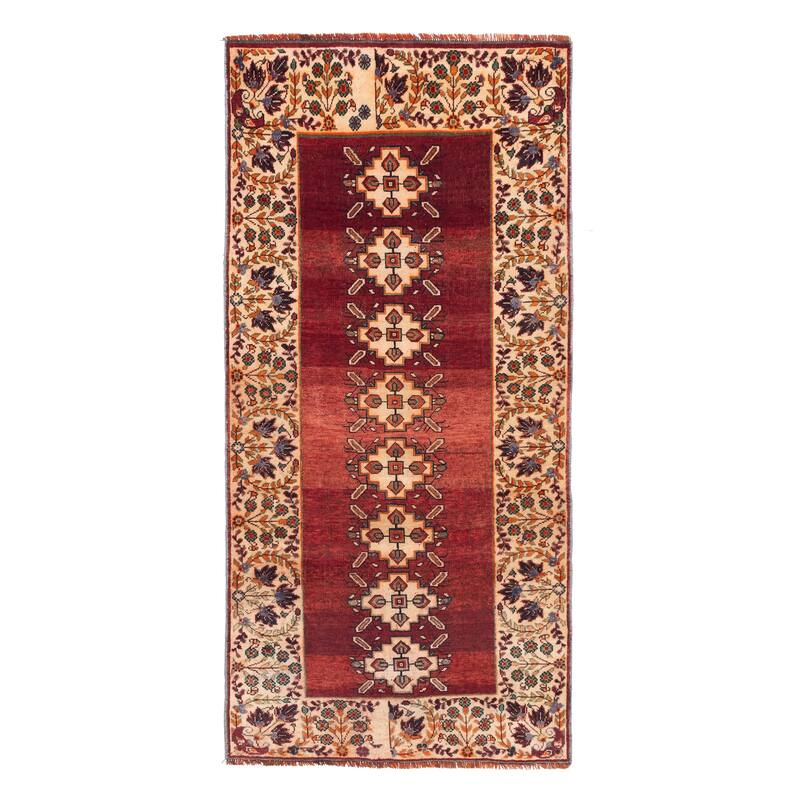 ECARPETGALLERY Hand-knotted Melis Vintage Dark Red Wool Rug - 4'2 x 8'10