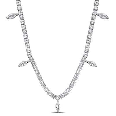 Miadora 11 1/2ct TGW Created White Sapphire Charm Necklace in Sterling Silver