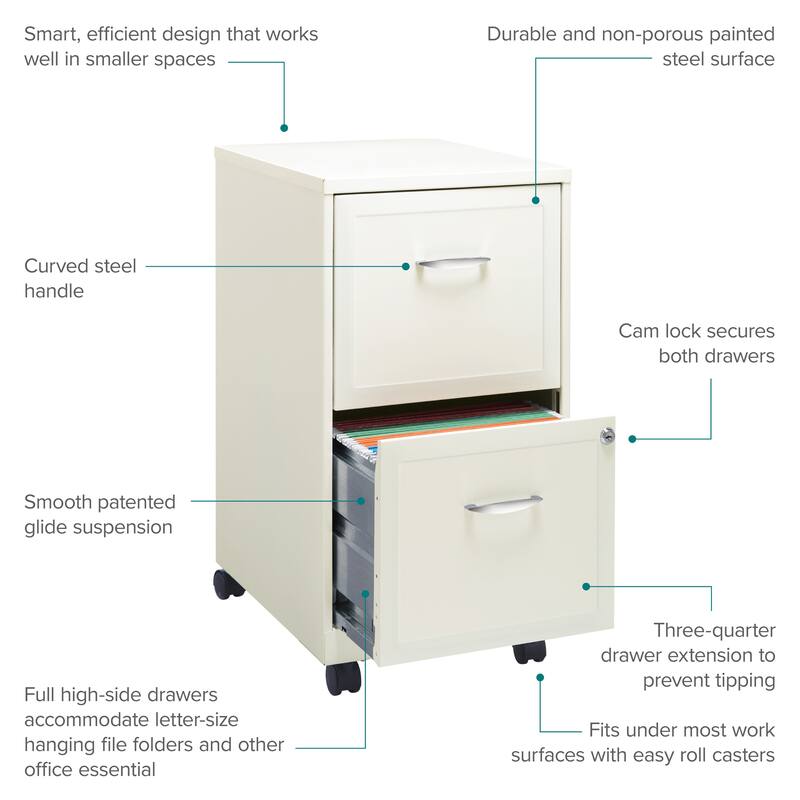 Space Solutions Pearl White 2-drawer Mobile File Cabinet