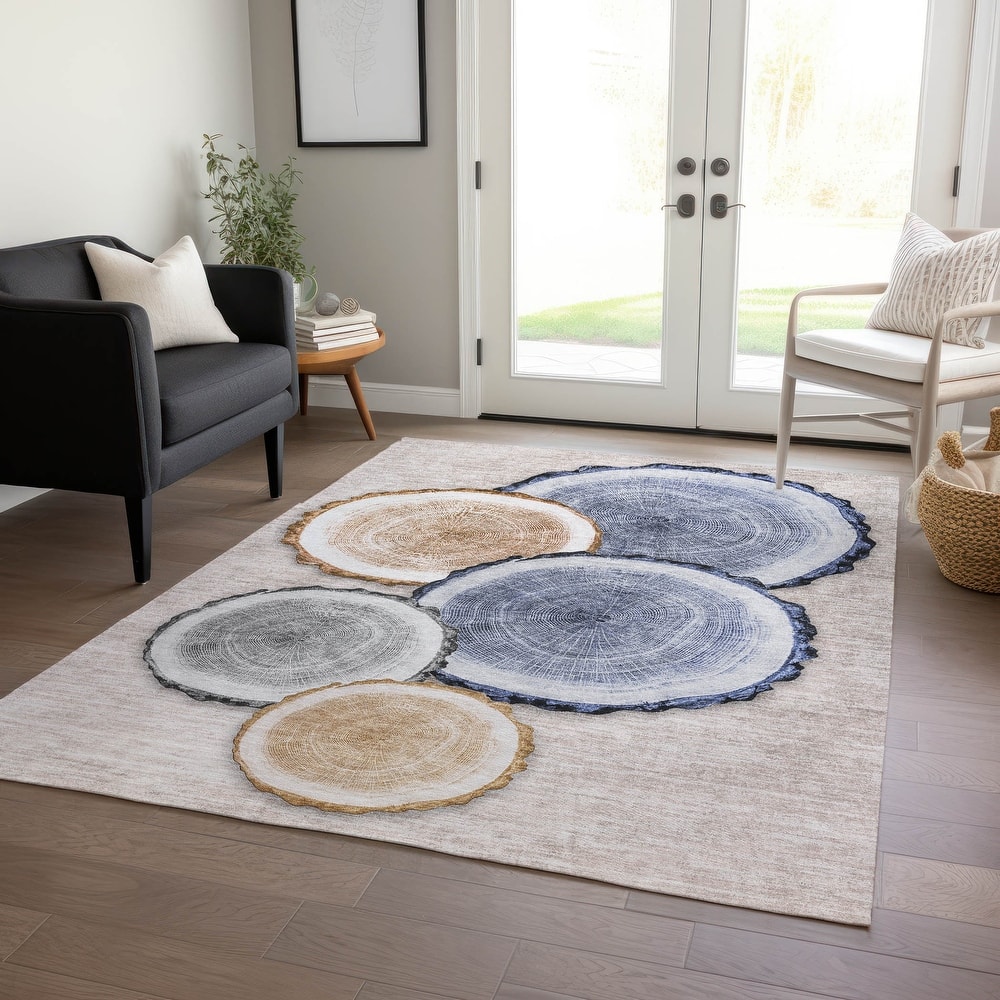 Machine Washable Indoor/ Outdoor Modern Wood Chantille Rug
