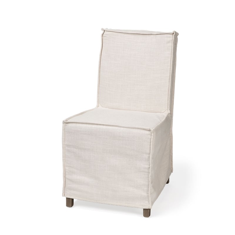 Set of 2 Modern Slipcovered Dining Chairs with Solid Wood Legs and Solid Back for Dining Room Seating