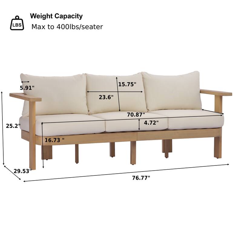 Christopher Knight Home - Elma Outdoor Acacia Wood Patio Conversation Set with Slatted Coffee Table & Cushions