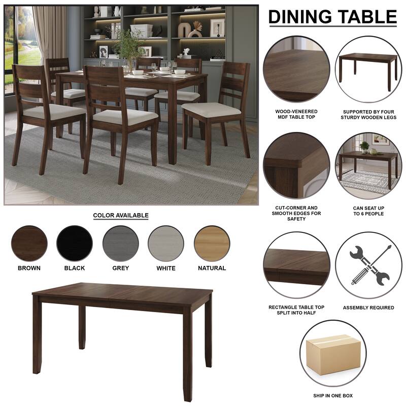 CraftPorch Simple Timeless 7-piece Wooden Dining Set