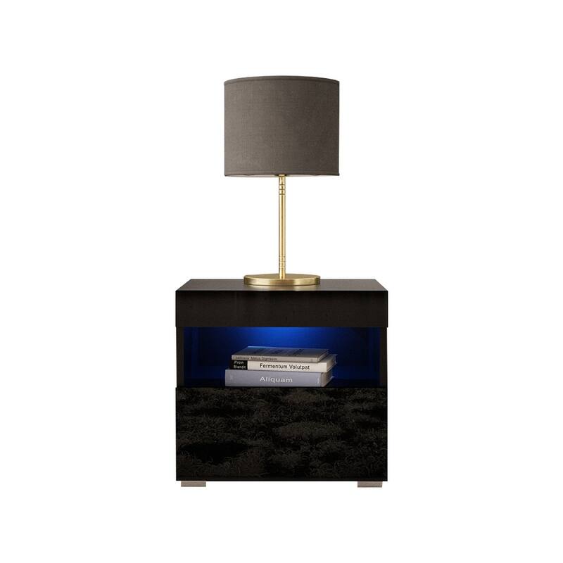 Strick & Bolton Cyrena High-gloss Nightstand with LED Lights