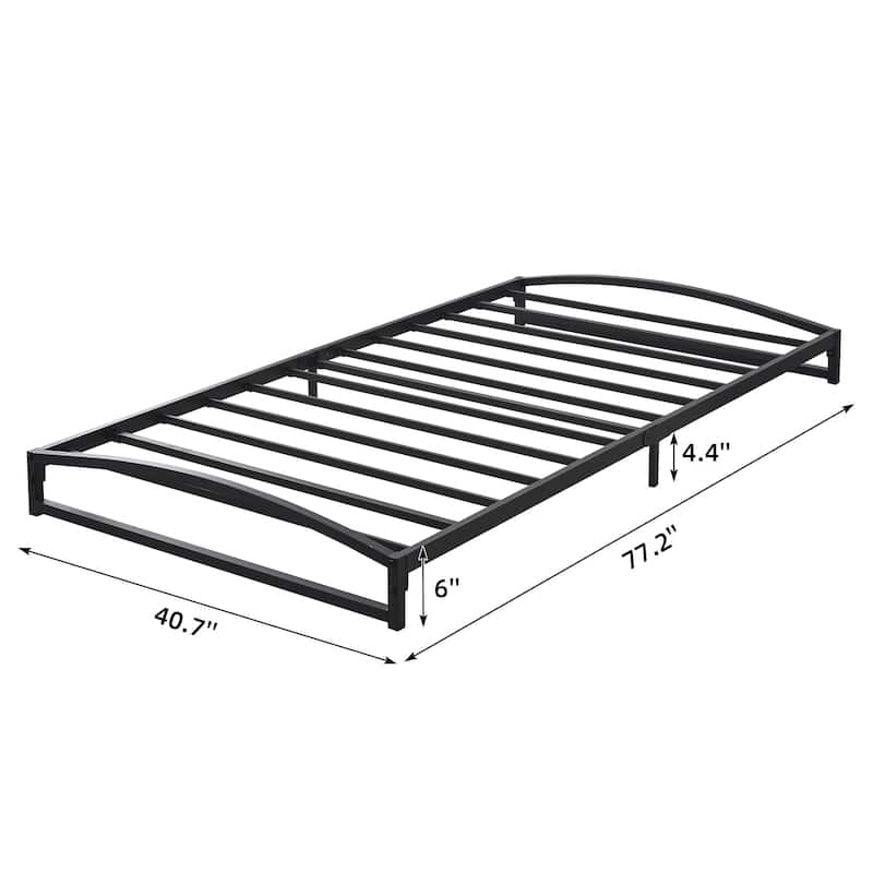 Low Bed Frame，Metal Platform Bed Frame with Arch Design