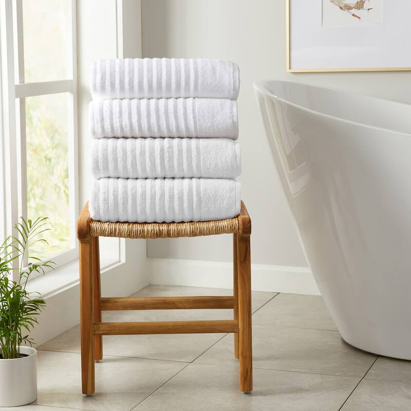 Linery & Co. Combed Cotton Bath Towel Set - Bath Towel (Pack of 4) - White