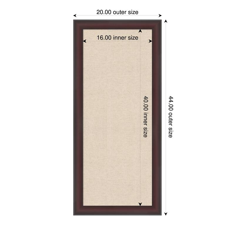 Amanti Art Framed Fabric Pinboard Natural Linen Printed Bulletin Board - Board Size 16 x 40 - Grand Cherry Narrow