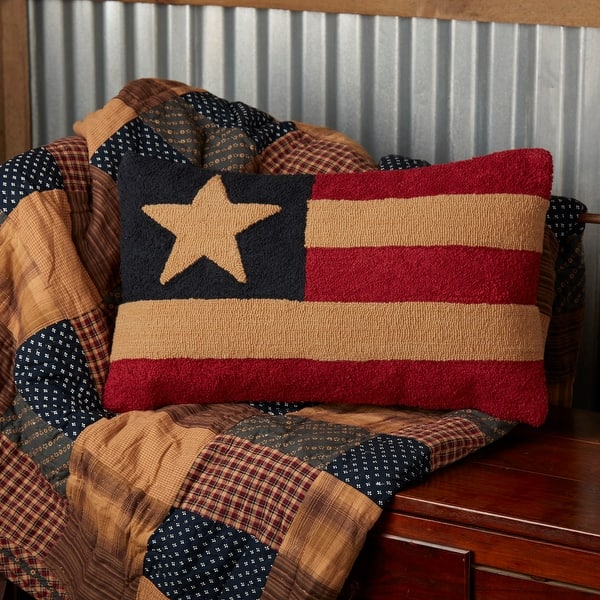 slide 2 of 3, Patriotic Patch Flag Hooked Pillow 14x22 Accent - 22x14 - Polyester - Red