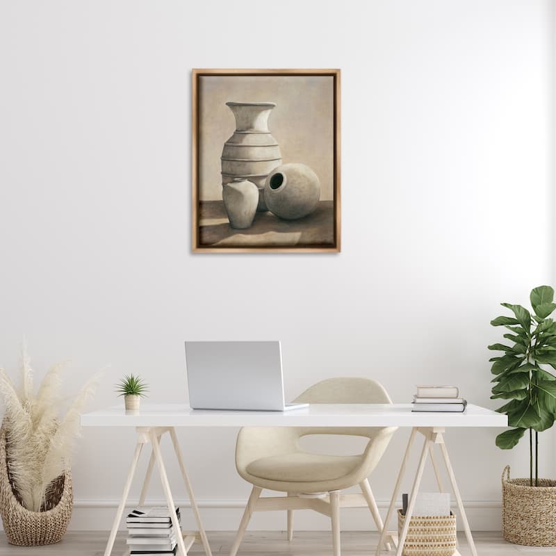 Stupell Traditional Vessels Still Life Framed Floater Canvas Wall Art Design By André Mazo