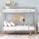 preview thumbnail 2 of 25, Metal Full over Full Bunk Bed Frame with Ladder, Full-length Guardrail for Kids, Teens - Convertible into 2 Separate Full Beds