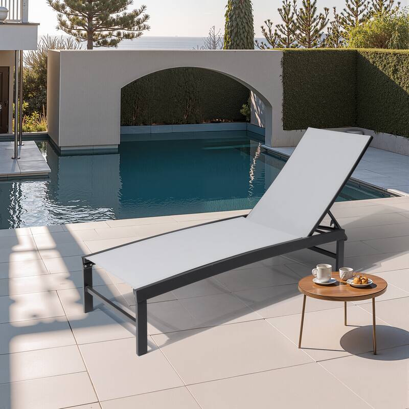 Outdoor Patio Adjustable Chaise Lounge Chair - LightGrey