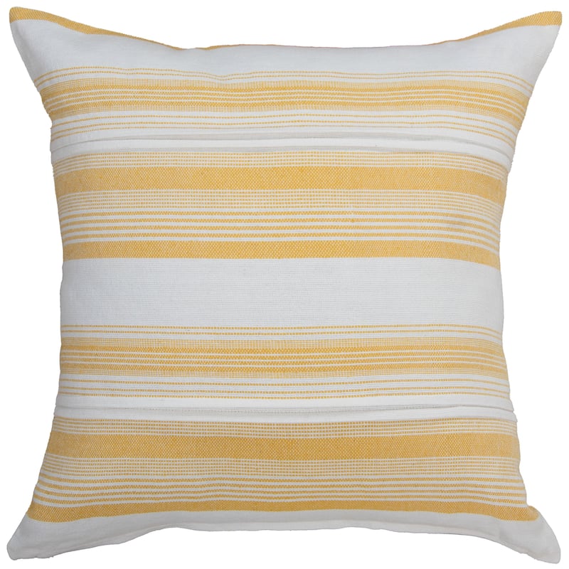 Rizzy Home Decorative Woven Stripe Throw Pillow - Cover Only - White / Yellow