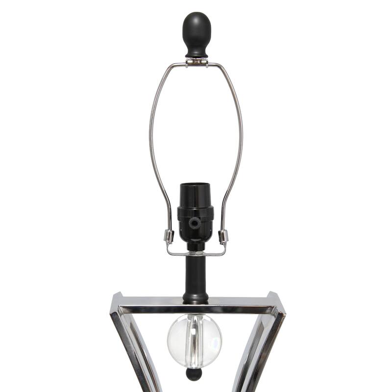 Curved Metal Base Table Lamp with Beige Drum Shade - 27.5" - Chrome Finish