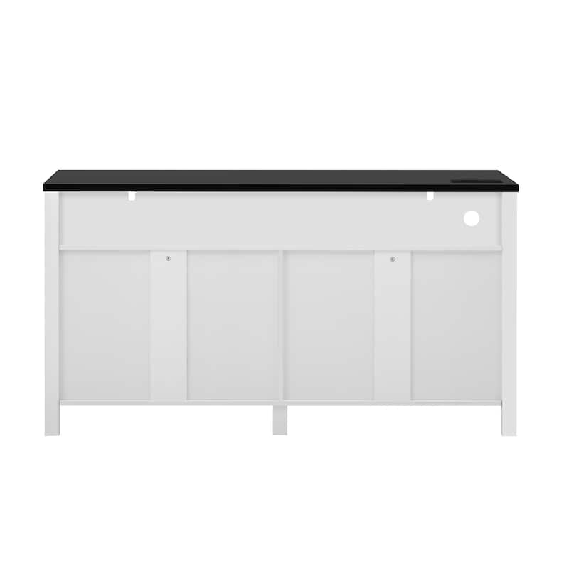 59" Modern 4 Doors Sideboard Buffet with Power Outlets and Adjustable Shelves