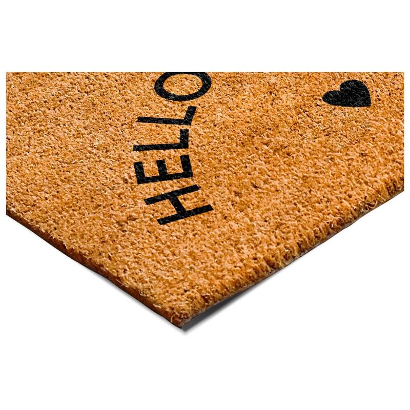 HomeRoots 17" X 29" Brown And Black Hello New Day Outdoor Coir Door Mat - 17.00' X '29.00