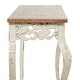 preview thumbnail 14 of 20, White Wood Intricately Carved Scroll Console Table with Brown Wood Top