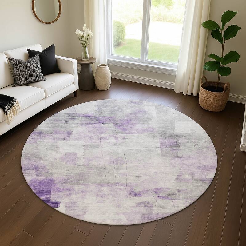 Premium Washable Super Soft Modern Glam Mayfield Rug - Lavender - 8' x 8'