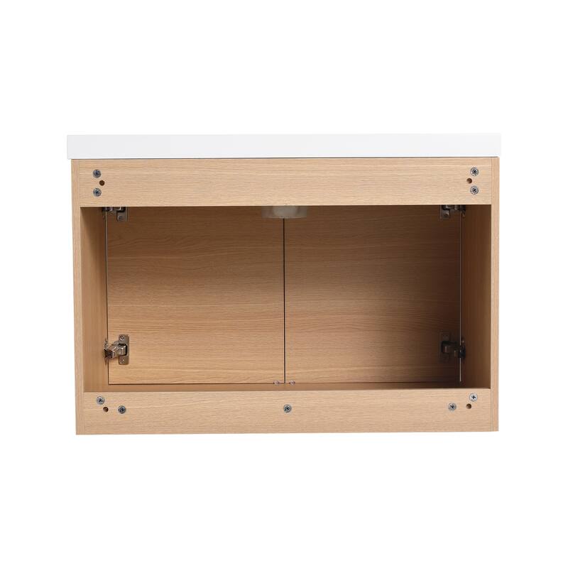 GDFStudio - Levistar Modern Wall-Mounted Bathroom Vanity Set with Scratch-Resistant Resin Sink & Soft Close Doors