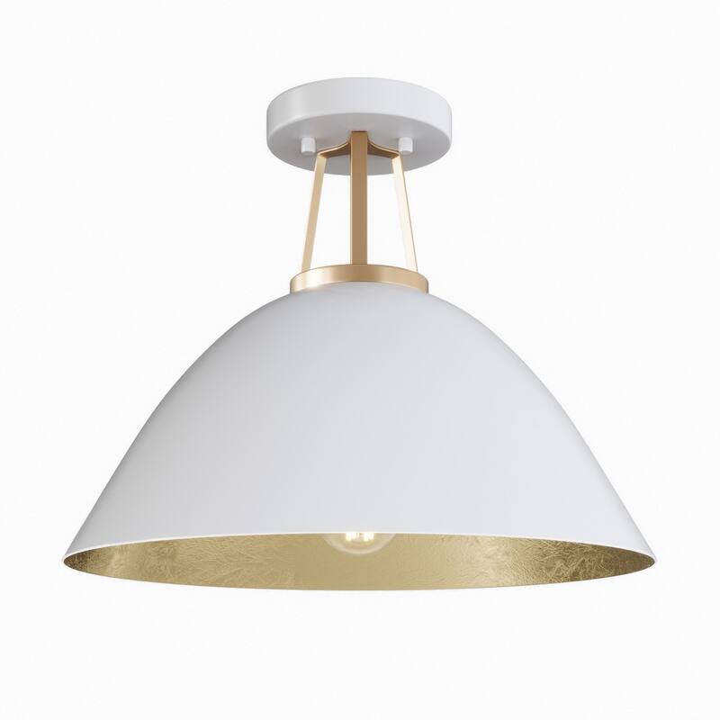 Farmhouse Gold Leaf Inside Semi Flush Mount Ceiling Light for Bedroom Kitchen Hallway