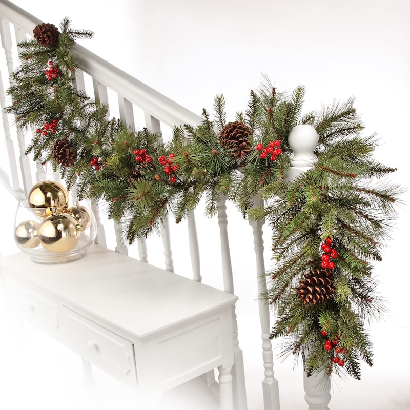 6' Forest Berry Fir Garland 14"D - Green