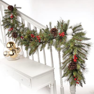 6' Forest Berry Fir Garland 14"D - Green