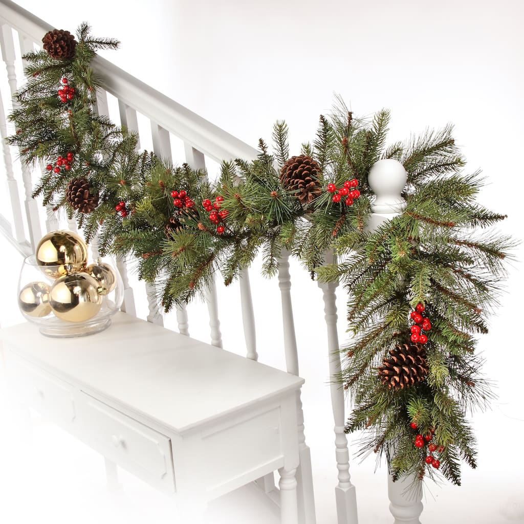 6' Forest Berry Fir Garland 14"D - Green