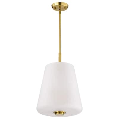 Lune 3 Light Pendant Vintage Brass Finish Etched White Glass - Vintage Brass