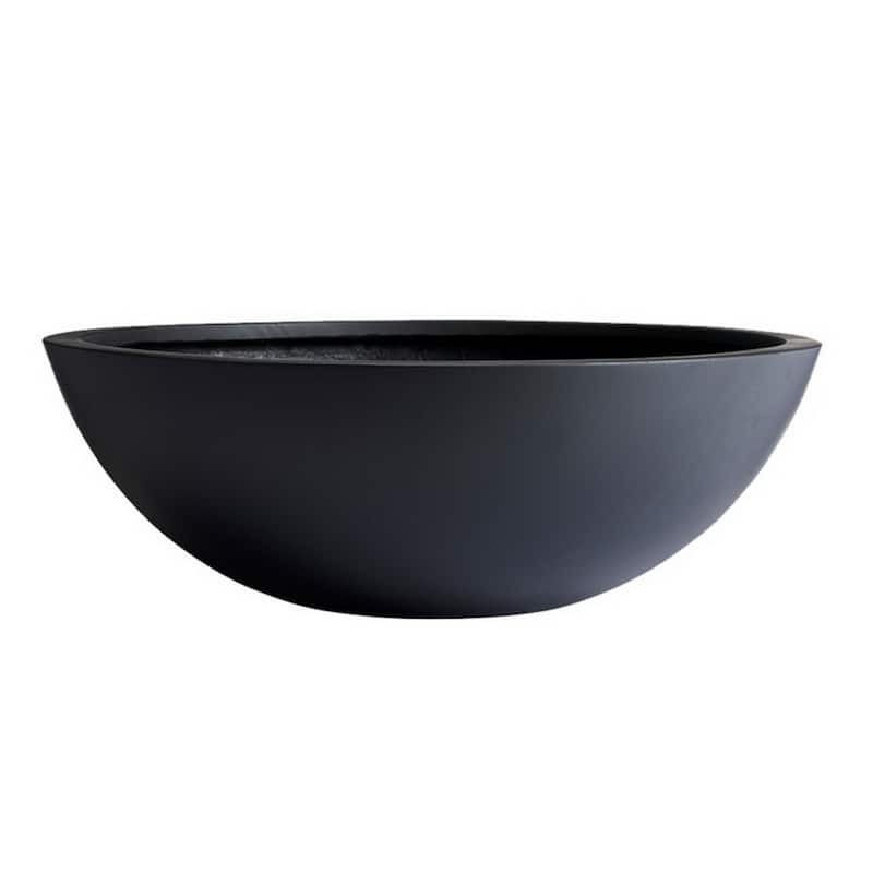 DreamPatio Los Angeles 1-piece Fiberstone Succulent Bowl Planter - 23.5x23.5x8 - Black