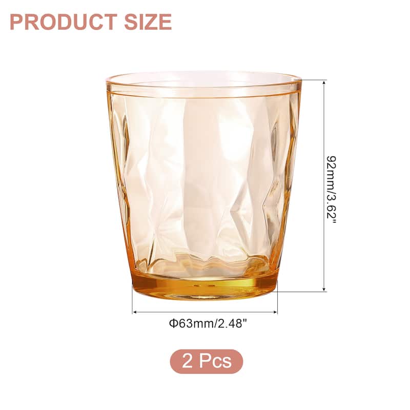 2Pcs Acrylic Drinking Glasses Plastic Reusable Tumblers - Orange - 10oz