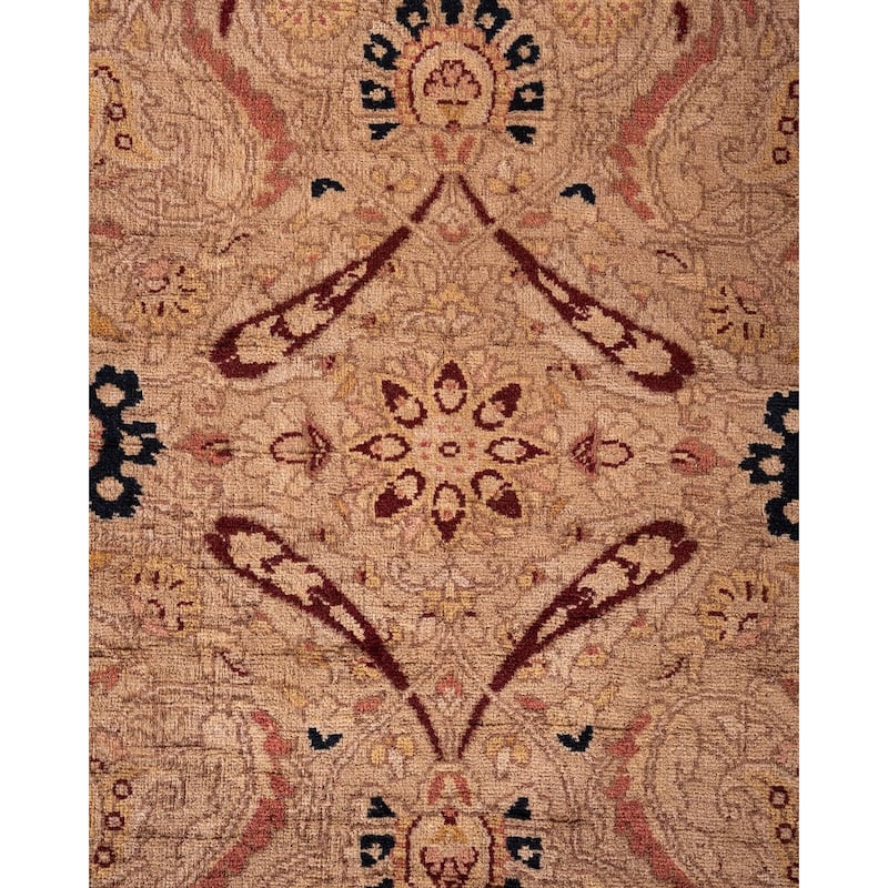 Overton Hand Knotted Wool Vintage Inspired Modern Contemporary Overdyed Beige Area Rug - 4' 1" x 6' 2"