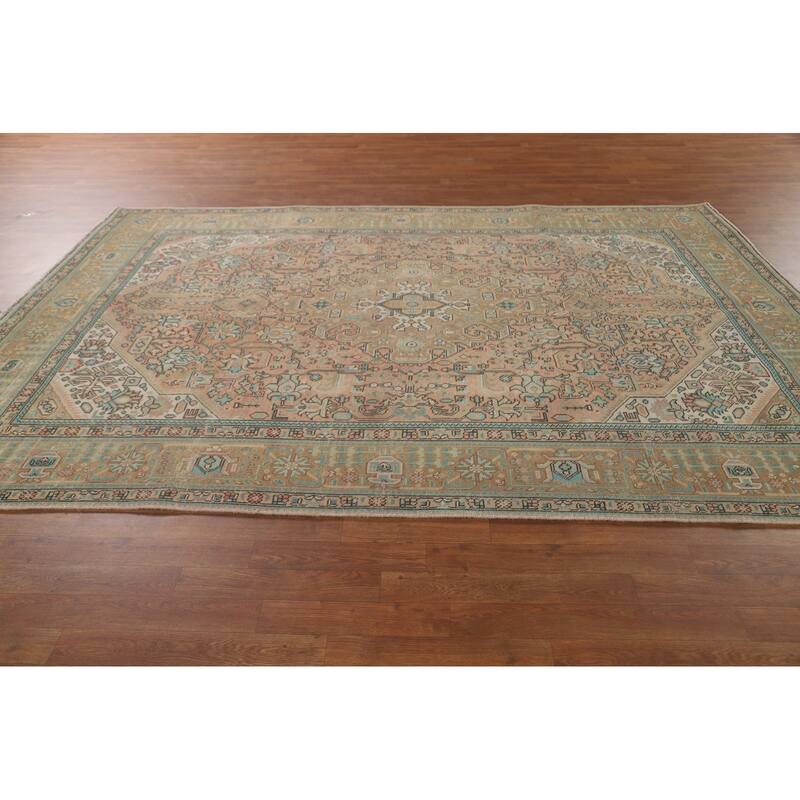 Distressed Tabriz Persian Vintage Rug Bedroom Handmade Wool Carpet - 6'10" x 9'8"
