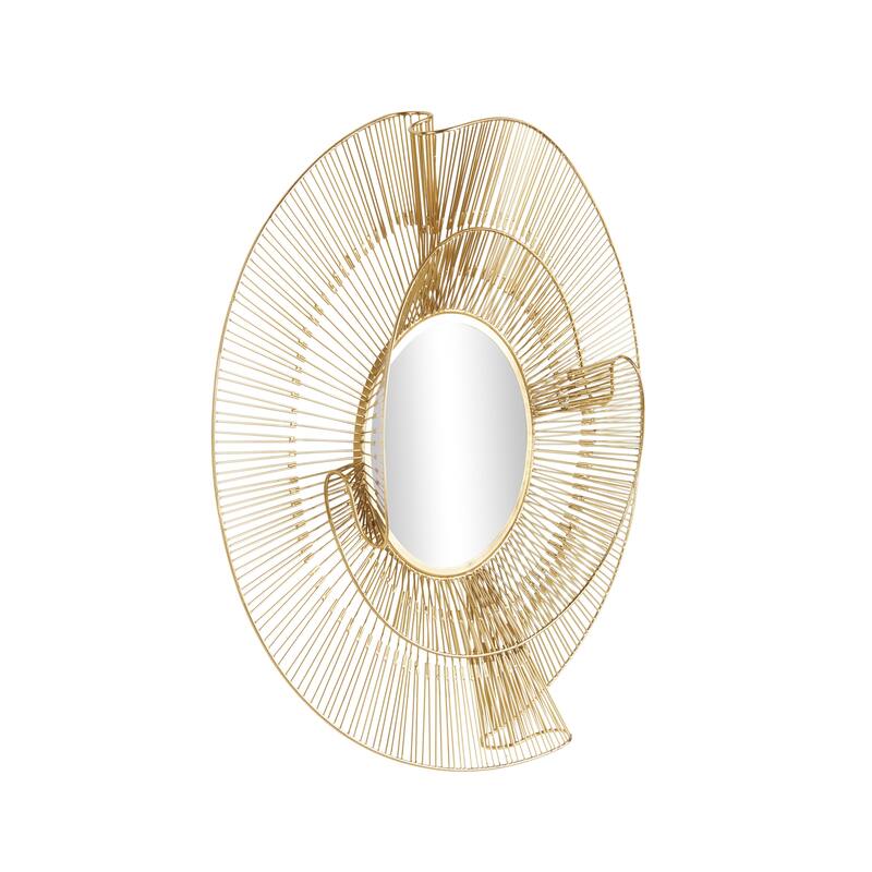 Metal Starburst Layered Room Wall Mirror with Wire Starburst Rays - Gold - Roche River Decor