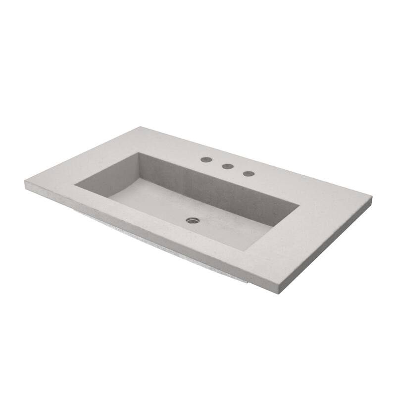 Capistrano 36.5-inch Concrete Vanity Top with Integral Trough Sink - 8" Widespread - Ash