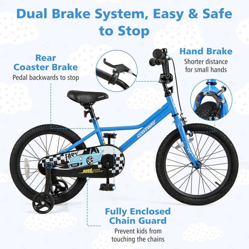Costway 12"/14"/16"/18" Kids Training Bike with Removable Training