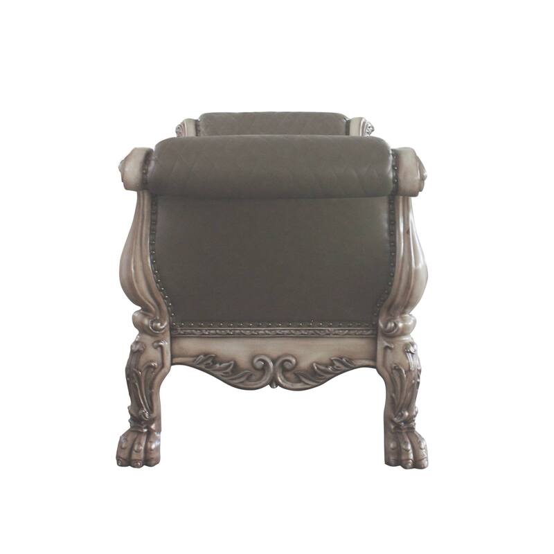 Adison Grey and Vintage Bone White Upholstered Bench