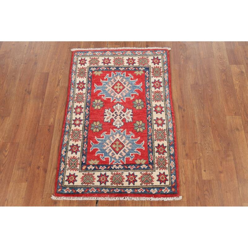 Red Kazak Oriental Accent Rug Handmade Traditional Wool Carpet - 2'1"x 2'10"