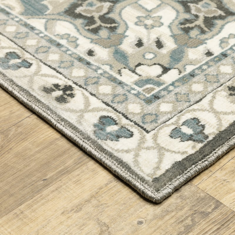 Style Haven Everly Vintage Center Star Medallion Ivory/ Blue Area Rug