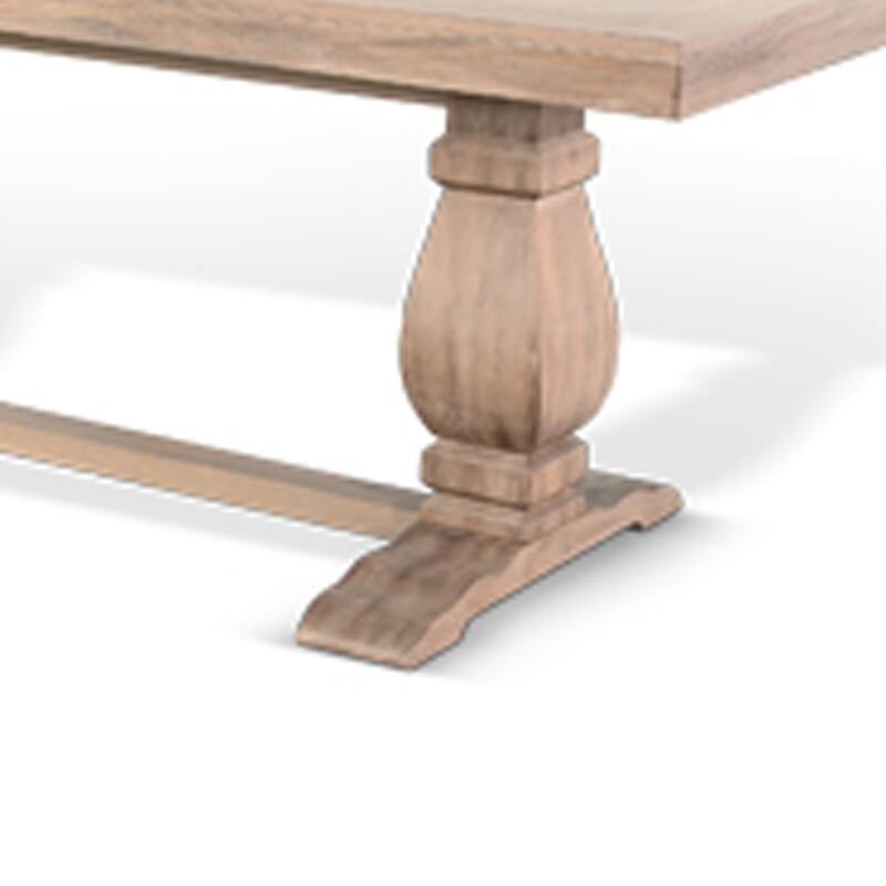 Anna Dining Table, Carved Legs, Natural Wheat Wood, 84 Inch Rectangular - White, Natural Wheat Brown