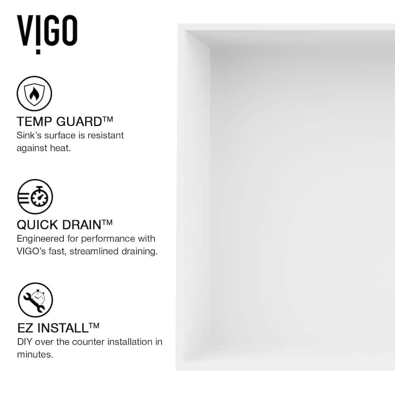 Vigo Bryant 15-1/8" Rectangular Matte Stone Vessel Bathroom Sink