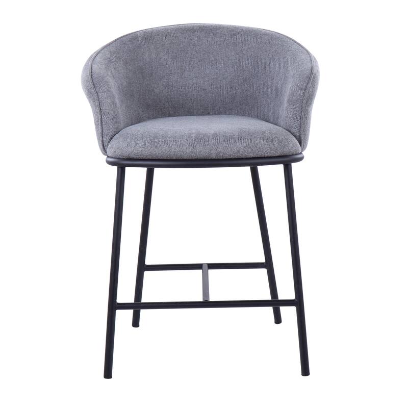 Porch & Den Kacie Counter Stool in Black Steel and Fabric - Set of 2