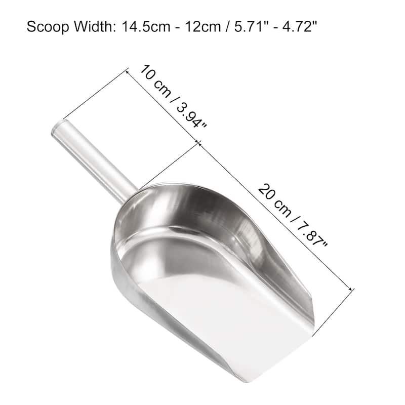 Ice Scoop Stainless Steel 11.8x4.7" Flour Cereal Food Utility Shovel - Silver