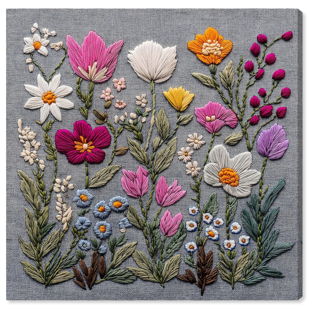 Fabric Flora Canvas by Art Remedy, Gallery Wrapped