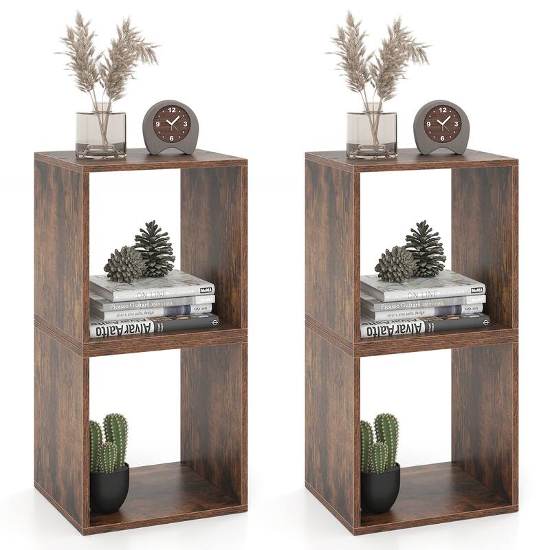 Gymax Set of 4 Stackable Storage Cube Free-standing Storage Organizer