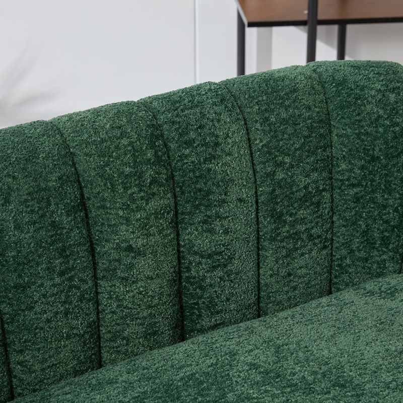 50.2"W Upholstered Mini Loveseat Accent Couch, Small Settee with Metal Legs, Channel Tufted 2-Seater Sofa