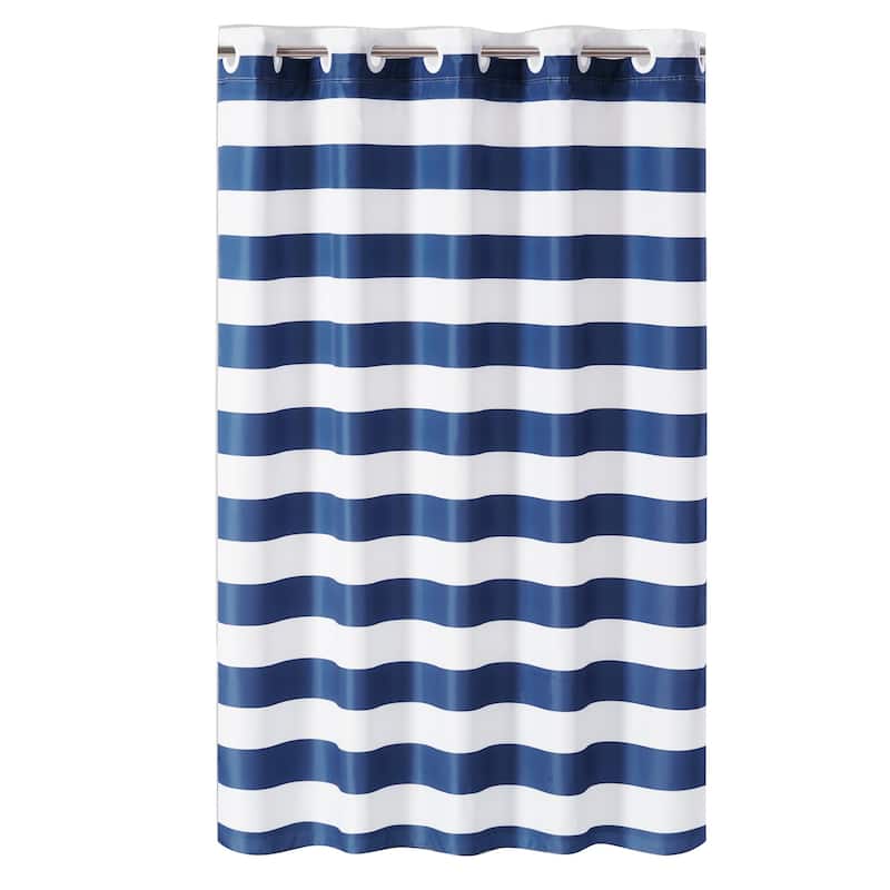 Hookless Cabana Stripe 3-in-1 Shower Curtain with Flex-on Rings & PEVA Liner