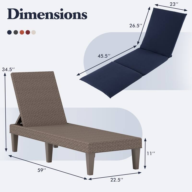 Gymax 2PCS Patio Lounge Chair Recliner Chair w/ 3-Position Adjustable