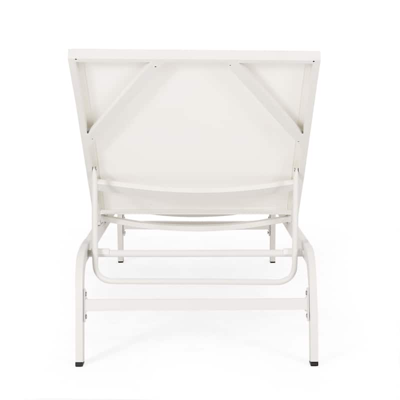 2-Piece White Outdoor Chaise Lounge Set Breathable Mesh Recliner Chair for Patio Poolside Garden