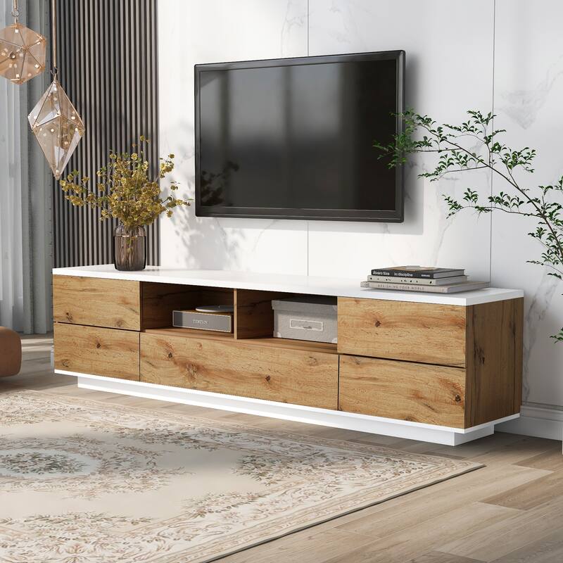 Modern TV Stand Versatile Storage Function TV Stand, for TVs Up to 80" with Door Rebound Device, for Living Room, Bedroom