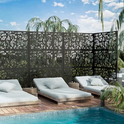 Outdoor Privacy Screen Metal Privacy Screen Panel Free Standing - 72*47